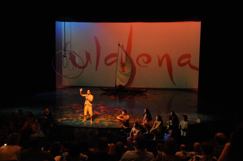 After the performance, the cast members of the Ulalena show introduce themselves and talk to the audience about their roles and experiences.