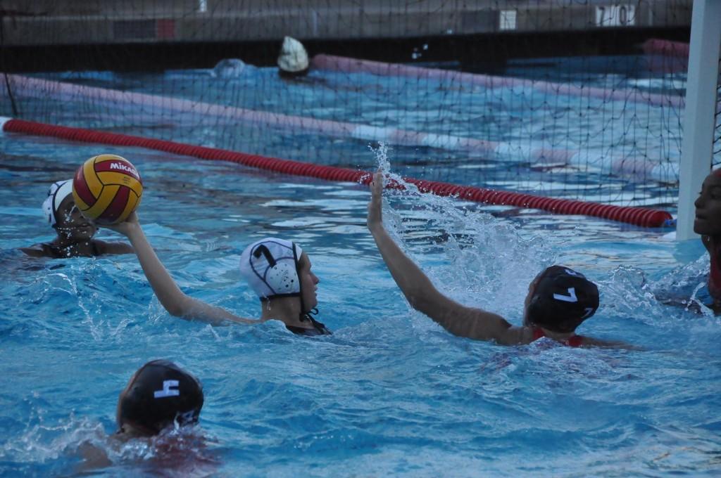 Senior Keri Clifford prepares to take a shot while being guarded by one of the Firebirds. She led the team in goals.