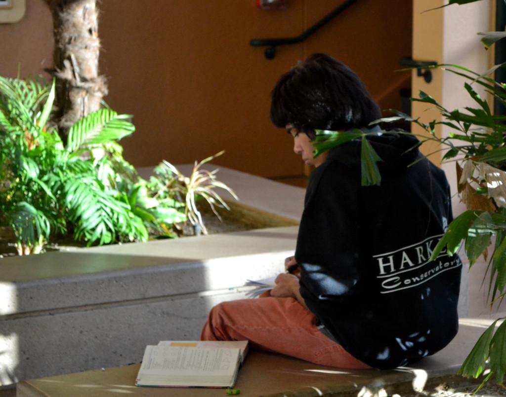 Freshman Gurutam Thockchom studies geometry in Dobbins Hall. The newly included weekend and belated times of this semester's final schedule will allow students more time to review material, or relax before taking the exams.