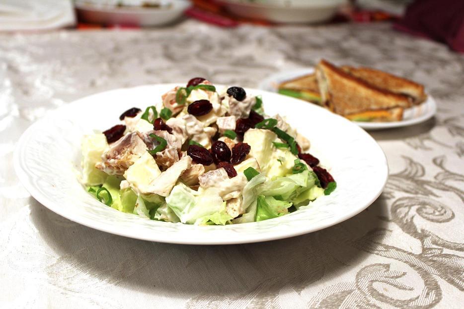  Turkey salad with apples and cranberries (front) and turkey and cranberry panini are tasty dishes that serve as a great way to use Thanksgiving leftovers. They could both be made for a quick and easy lunch.