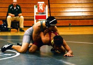 Daniel Wang recognized at wrestling senior night