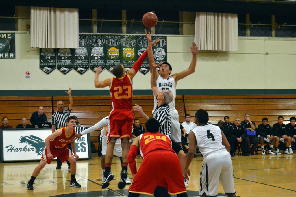 Junior Will Deng wins the tip off, starting the Eagles with the ball. The boys maintained a small lead throughout the majority of the game and will go on the quarterfinals on Saturday against Menlo.
