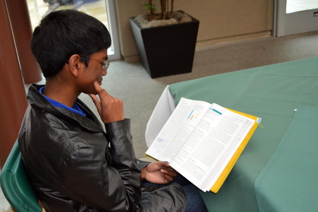 Junior Vikram Sundar prepares for the invitational round of the North American Computational Linguistics Olympiad (NACLO). The competition was held on Tuesday, March 19 at San Jose State University.