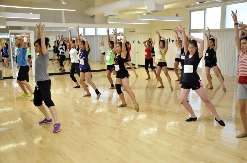Amalia De La Rosa and Karl Kuehn teach the girls the combination they need to perform for their audition. Afterwards, the girls broke off into smaller groups in order to have a more individualized audition.