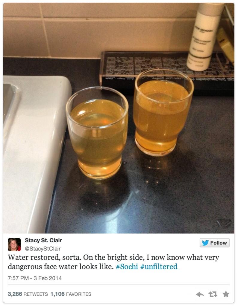 Chicago Tribune reporter Stacy St. Clair voices her concerns about unfiltered water. Other common problems visitors of Sochi face include broken fixtures and lack of internet.