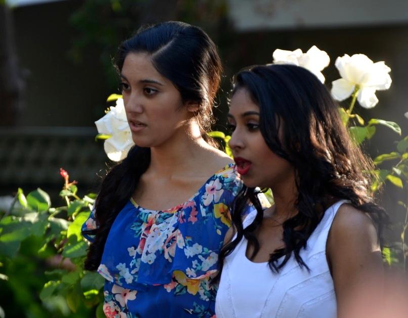 Juniors Simran Singh and Sahiti Avula perform at todays baccalaureate ceremony. The Cantilena seniors chose to sing “I Shall Not Live in Vain,” in memory of former English teacher Jason Berry, who passed away last August.
