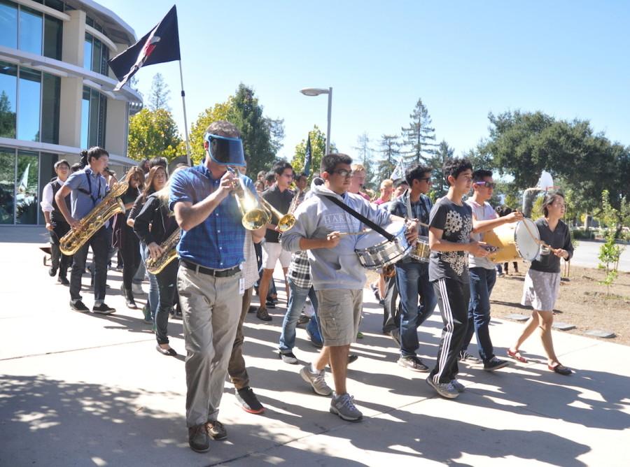 Members of the jazz band play music for the audience, as students from each grade level showcase their float. These members were already familiar with the songs they were going to play, but still had to put themselves in the mindset of having fun and showing their spirit.