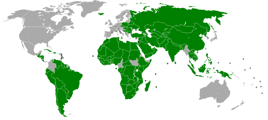 Countries which have recognized Palestine.