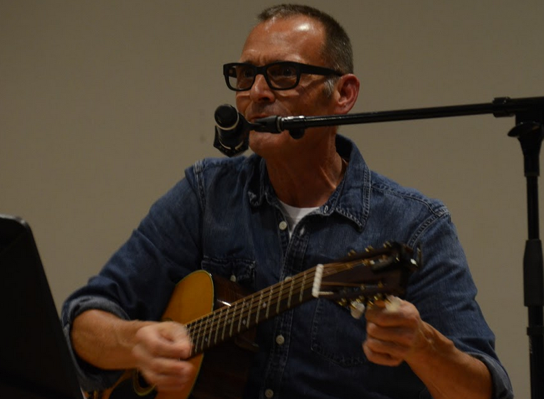 English+teacher+Marc+Hufnagl+sang+songs+from+his+new+CD+in+the+Nichols+Auditorium+during+Wednesday+lunch.+He+released+his+album+Lundenearlier+in+May+which+is+now+available+for+purchase+on+iTunes%2C+Amazon+and+Spotify.+