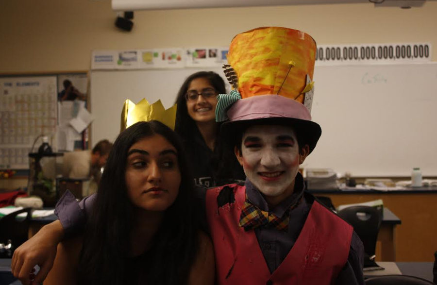 Students dress up as the Queen of Hearts and the Mad Hatter from Alice and Wonderland. Harkers students and faculty showcased a variety of costumes on Halloween last Friday.