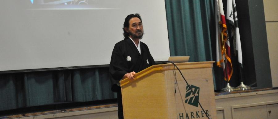 Professor Stephen Murphy-Shigematsu talks about authenticity during the second of two assemblies held today afternoon. Shigematsu covered a variety of topics during his speech, including mindfulness, individuality, and finding ones path in life.