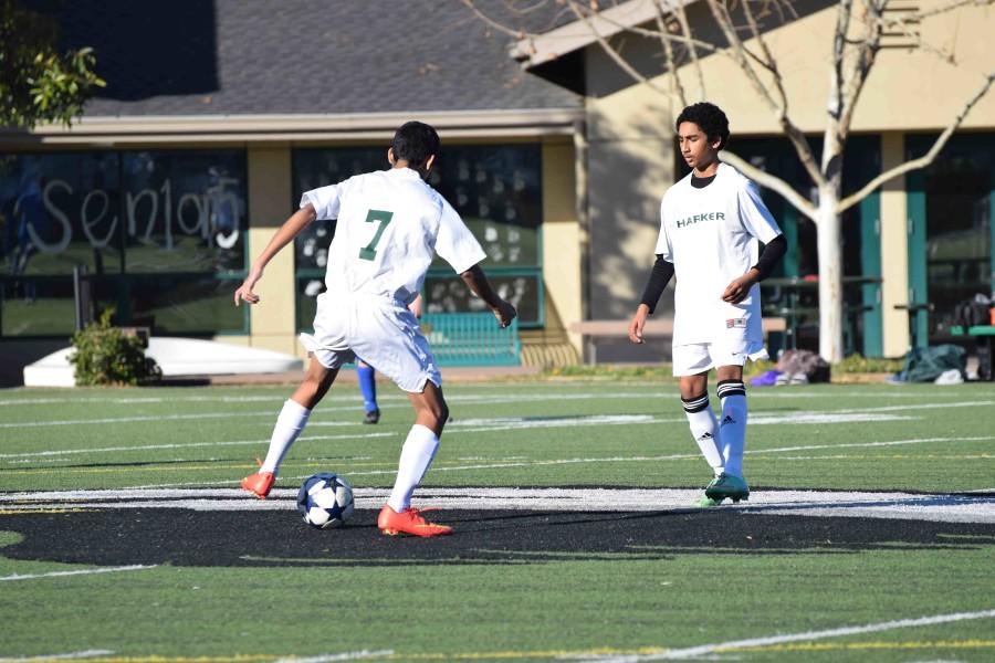 Harker controls the first kick of the game.