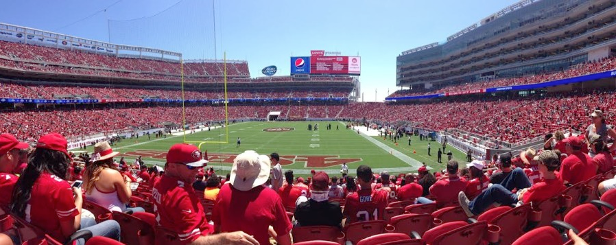 Fans enjoy the 49ers first preseason game held at Levis Stadium on Aug. 7. The San Francisco 49ers moved to Levis Stadium after playing at Candlestick Park in San Francisco for the last 55 years. 
