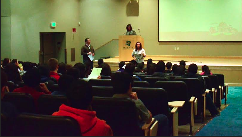 College counselors provide information about the college counseling process during the junior classs first meeting on Jan. 20.
