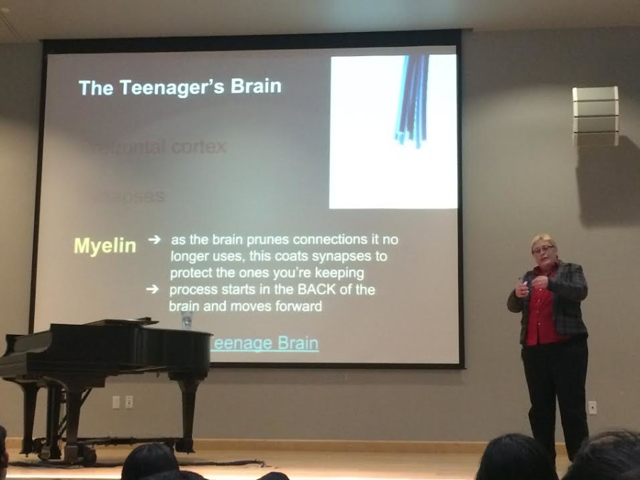 Talking about the different parts of the teenage brain, Main teaches the freshman that some teenagers make bad decisions, because their brains are not fully developed yet.