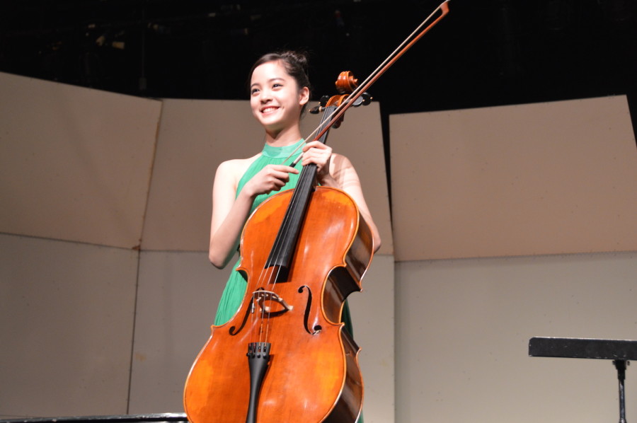 Nana walks onto the stage as she prepares to perform a piece. She performed at a United States International Music Competition Benefit Concert on March 21.  
