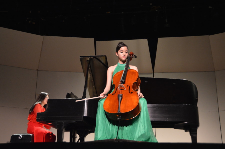 Nana prepares to begin her piece. She performed at a United States International Music Competition Benefit Concert on March 21.  