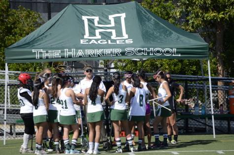 Before the game, Andrew Irvine, the varsity coach has a chat with his team. The Eagles lost 11-19 to rival Sequoia.