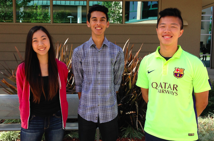 Stephanie Huang (11), Ankur Karwal (11), and Edward Sheu (11) pose for a picture. All three will be members of the Class of 2016 student council.
