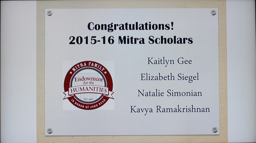 A list of the Mitra Scholars is posted on TV screens located in Shah and Main.