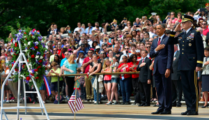 President Obama sets a wreath in front of the Tomb of the Unknown Soldier on Memorial Day in 2013. Students and teachers at Harker will spend their Memorial Day weekend in different ways.
