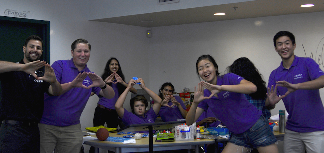 DECA officers pose in the Innovation Center during DECA launch on Aug. 15. New DECA members were in the patio working on the Idea Challenge.