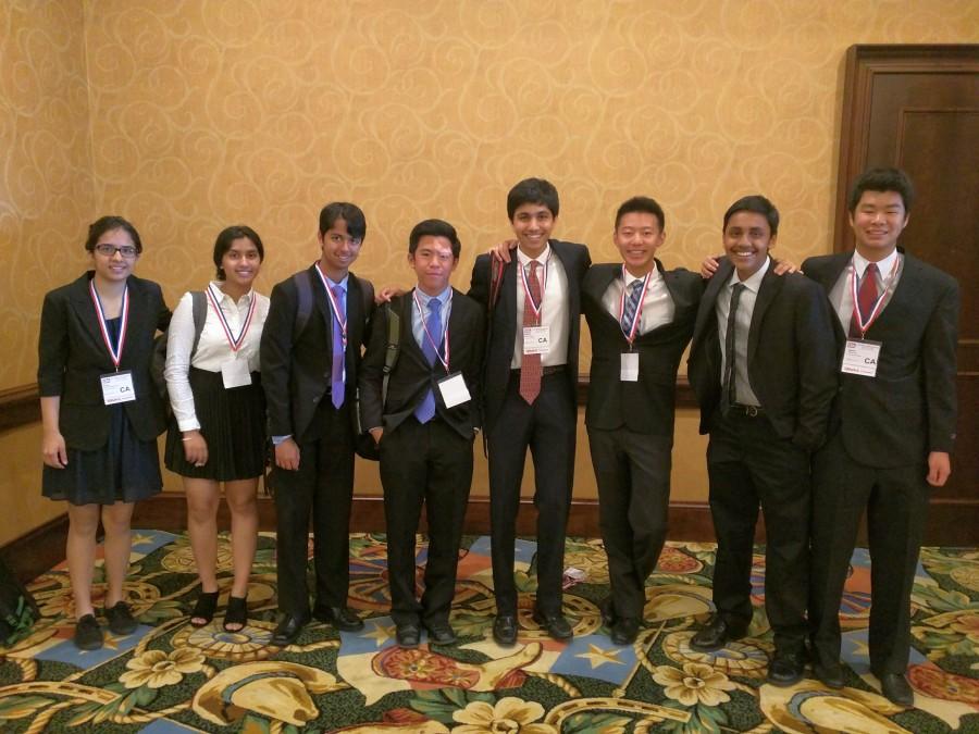 The Team: Juniors Evani Radiya-Dixit, Neymika Jain, Venkat Sankar, Kai-Siang Ang, Manan Shah, Peter Wu, Arjun Subramaniam and David Zhu, took second place at the National TEAMS competition in Grapevine, Texas. This is their second year participating in TEAMS.