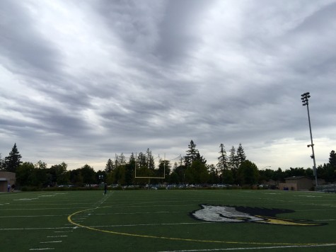 An overcast sky looms over Davis Field on Wednesday. The clouds were a rare sight in San Jose where temperatures rose as high as 97 degrees Fahrenheit in September.