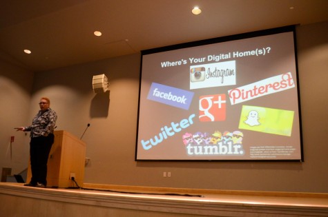 Diane Main presents a slide on various digital platforms. She highlighted the importance of digital privacy to maintain a clean digital footprint.