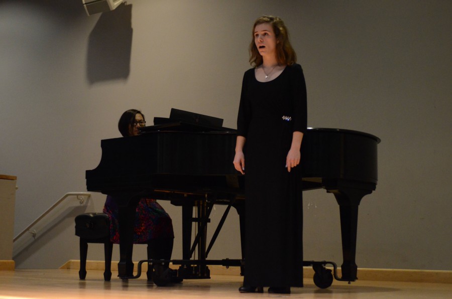 Mia Giammona (11) performs the song “Ombra ma fui” by George Frederic Handel. The next vocal concert, United Voices, will take place on March. 17 at the Mexican Heritage Theater. 