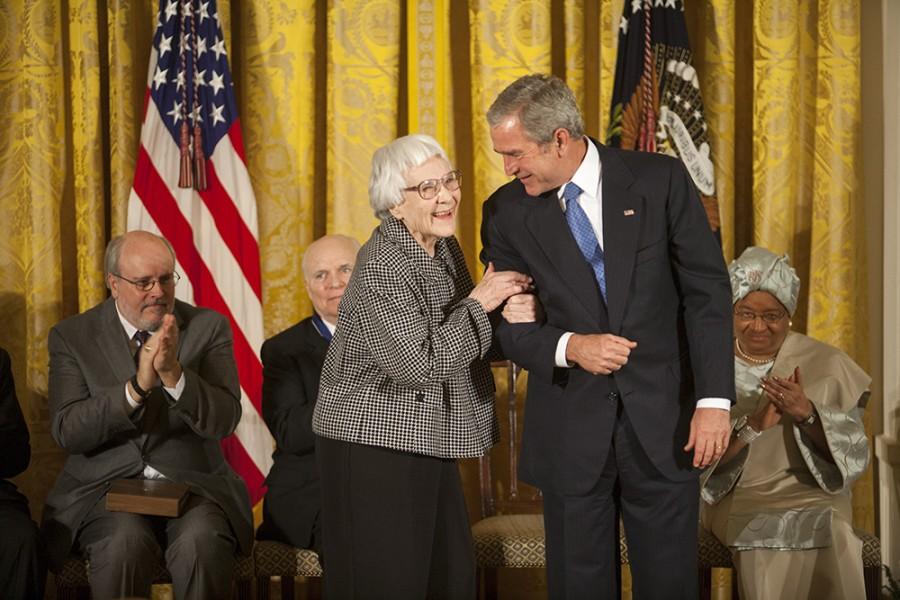 Harper Lee is awarded the Presidential Medal of Freedom by George Bush in 2007. Lee passed away last Friday at the age of 89.
