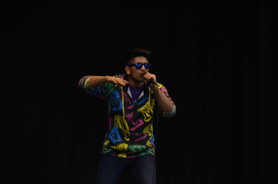 Arun Shriram (12) gestures as he beatboxes a dubstep song. Aruns performance won the best vocal act award.