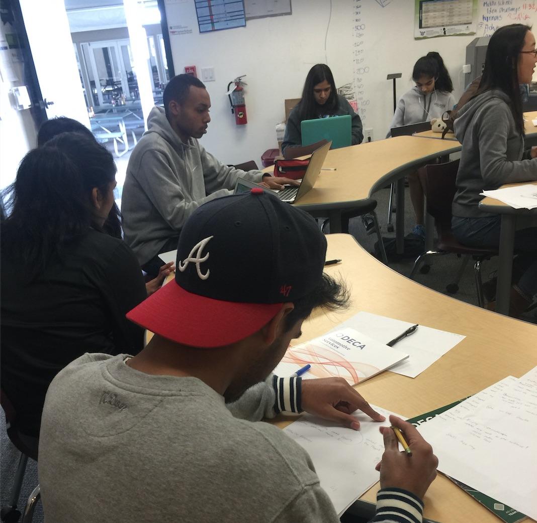 DECA holds a study session in the Innovation Center after school on Feb. 19. DECA will travel to compete in a San Diego Conference today.