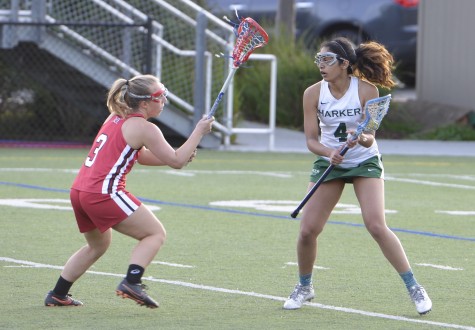 Senior Aishu Murari cradles the ball as she tries to get past a Gunn defender. The girls lost to Gunn and play York High School at home this Friday.