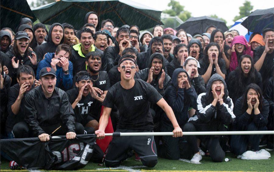The senior class shouts during the annual scream-off competition. The Spirit Rally was held on Friday April 22 at 11 a.m. on Davis Field.
