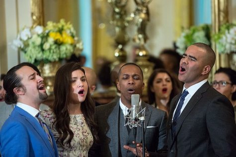 The cast of breakout musical Hamilton performed at the White House in March 2016.