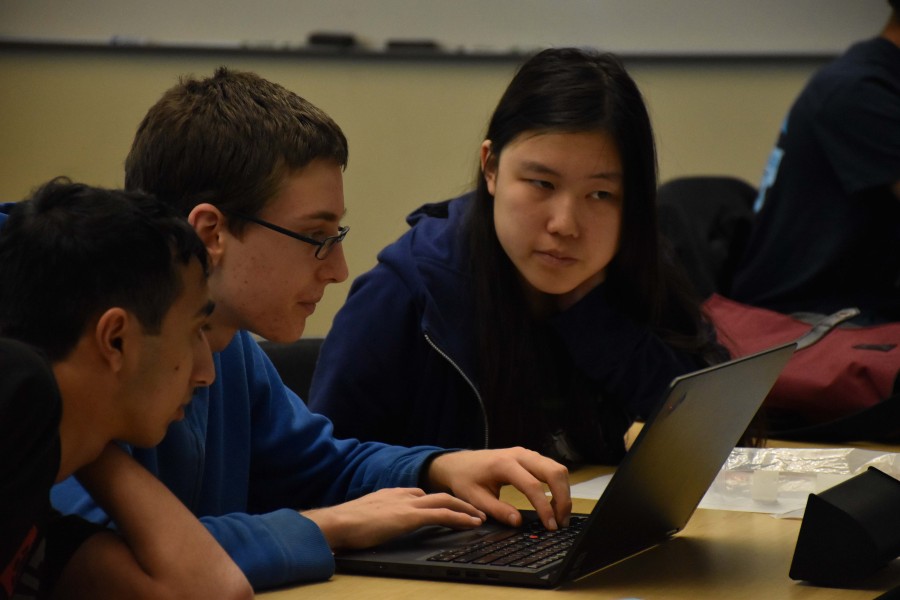 A team of students participates in the annual Harker Programming Invitational. The event took place in Nichols Hall on March 20.