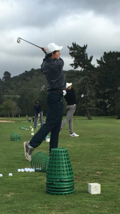 Dakota McNealy (12) hits a golf ball during practice. The golf team was undefeated for the second year in a row and placed second in CCS, qualifying for the Nor Cal Qualifier Tournament.