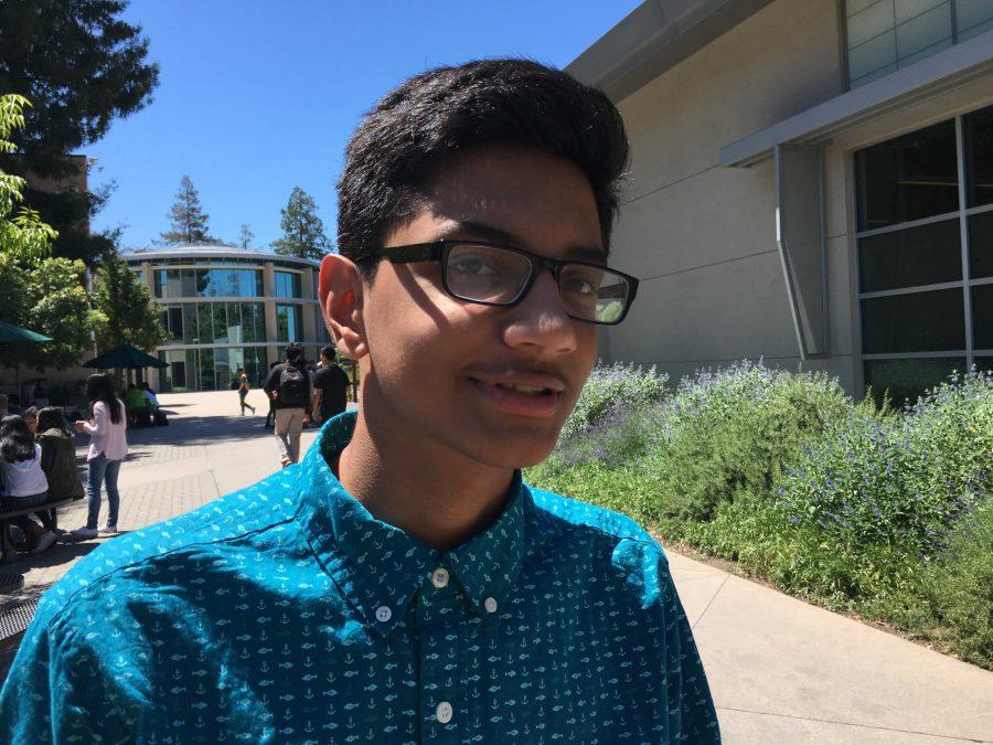 Ashwin Reddy (9) remarks on his most favorite memory of the senior class of 2016.  “Meeting the seniors in the robotics club because they’re cool and funny,” he said. 