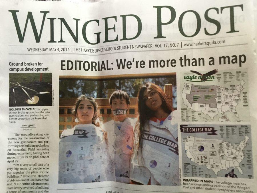 This editorial about the college map is on the front page of Issue 7 of The Winged Post.