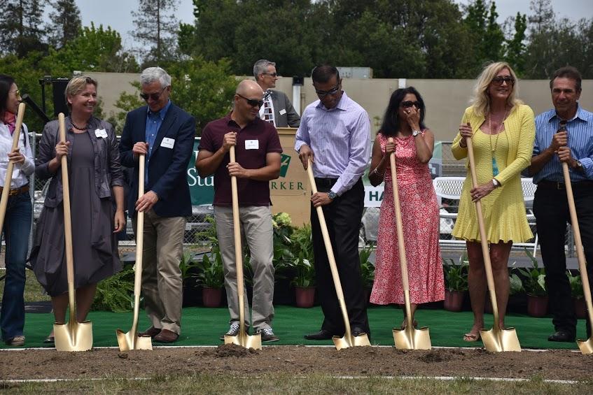 Donors use golden shovels to throw soil off a plot of land on Rosenthall Field during the Groundbreaking Ceremony. The ceremony took place on Tuesday May 3 at 1 p.m.