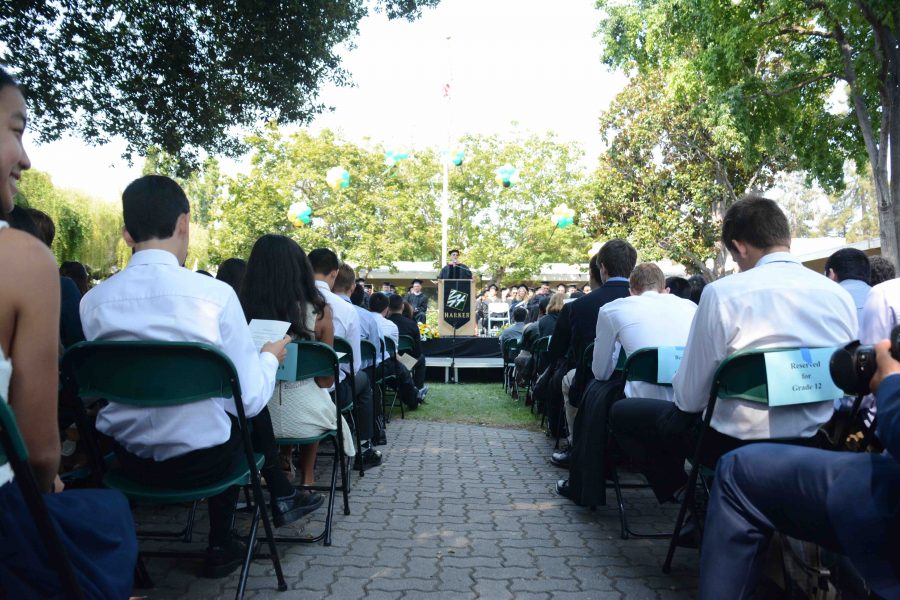 Head of School Christopher Nikoloff speaks to the students at the matriculation ceremony. The matriculation ceremony took place on Aug. 19. 