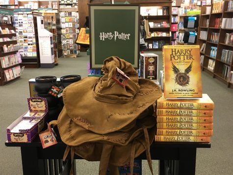 "Harry Potter and the Cursed Child" is displayed here at Barnes and Nobles with other objects from the Harry Potter universe. 