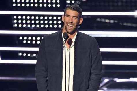 Michael Phelps introduces a performance by Future at the MTV Video Music Awards at the Madison Square Garden, on Sunday, August 28, 2016. 