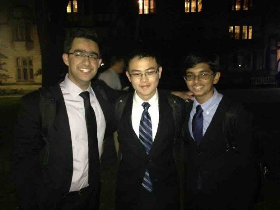 Congressional debaters Aditya Dhar (12), Jason Huang (10) and Nakul Bajaj (9) pose for a team picture at Yale University. This year, the Yale Invitational had competitors from over 200 schools and 28 states.