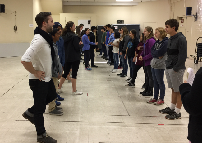 Students use Shakespearean dialogue with partners in a workshop at the Oregon Shakespeare Festival on Sunday. Attendees of the festival watched four plays and participated in a behind-the-scenes tour as well as the workshop. 