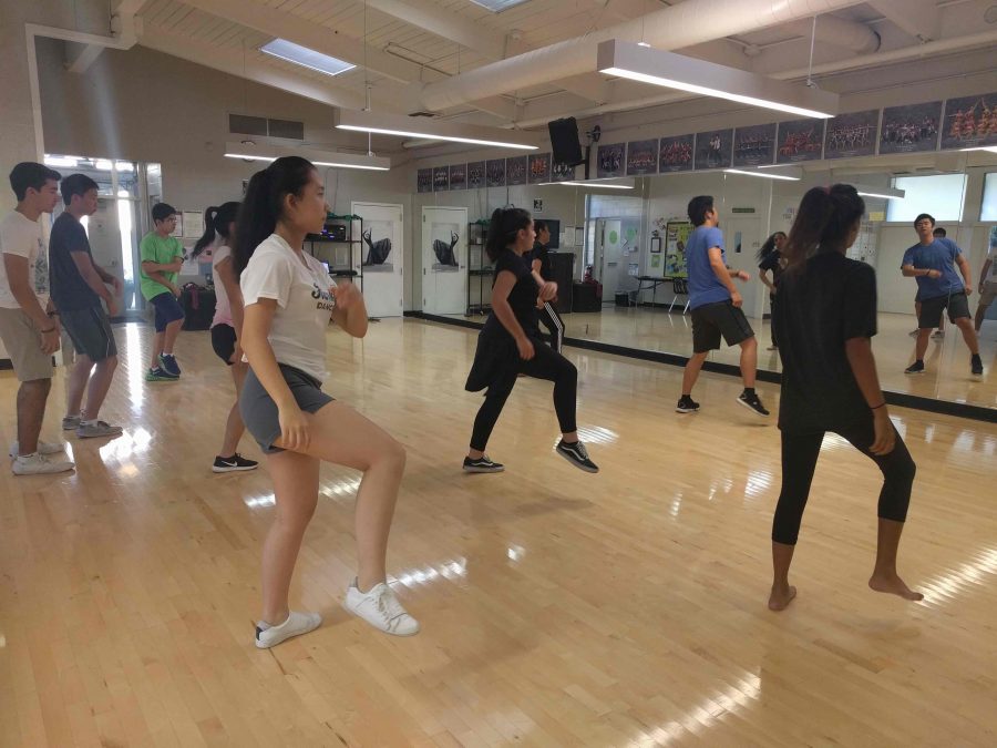 Students rehearse a routine in the dance room after school. This years production features over 160 dancers in 24 dances.