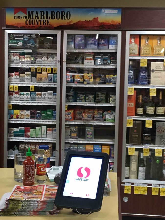 The cigarettes are in a cabinet from the Safeway in Cupertino. A customer would have to ask customer service for a pack and the clerk would unlock the cabinet and sell it to them.