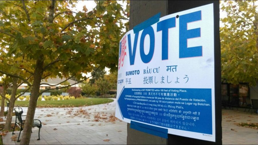 A sign near a polling location for the 2016 presidential elections bears instructions in many languages. According to the Census Bureau, 43 percent of eligible voters 18 to 29 voted that year.