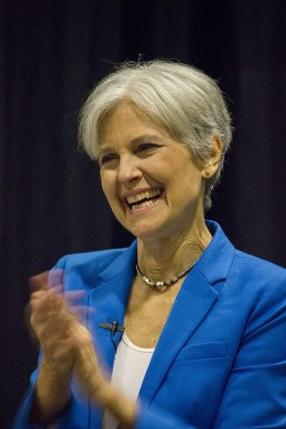 Jill Stein speaks at a campaign stop in Omaha, Neb. Stein represents the Green Party.